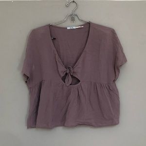 UO Kimichi Blue Mauve Purple Top with Tie
